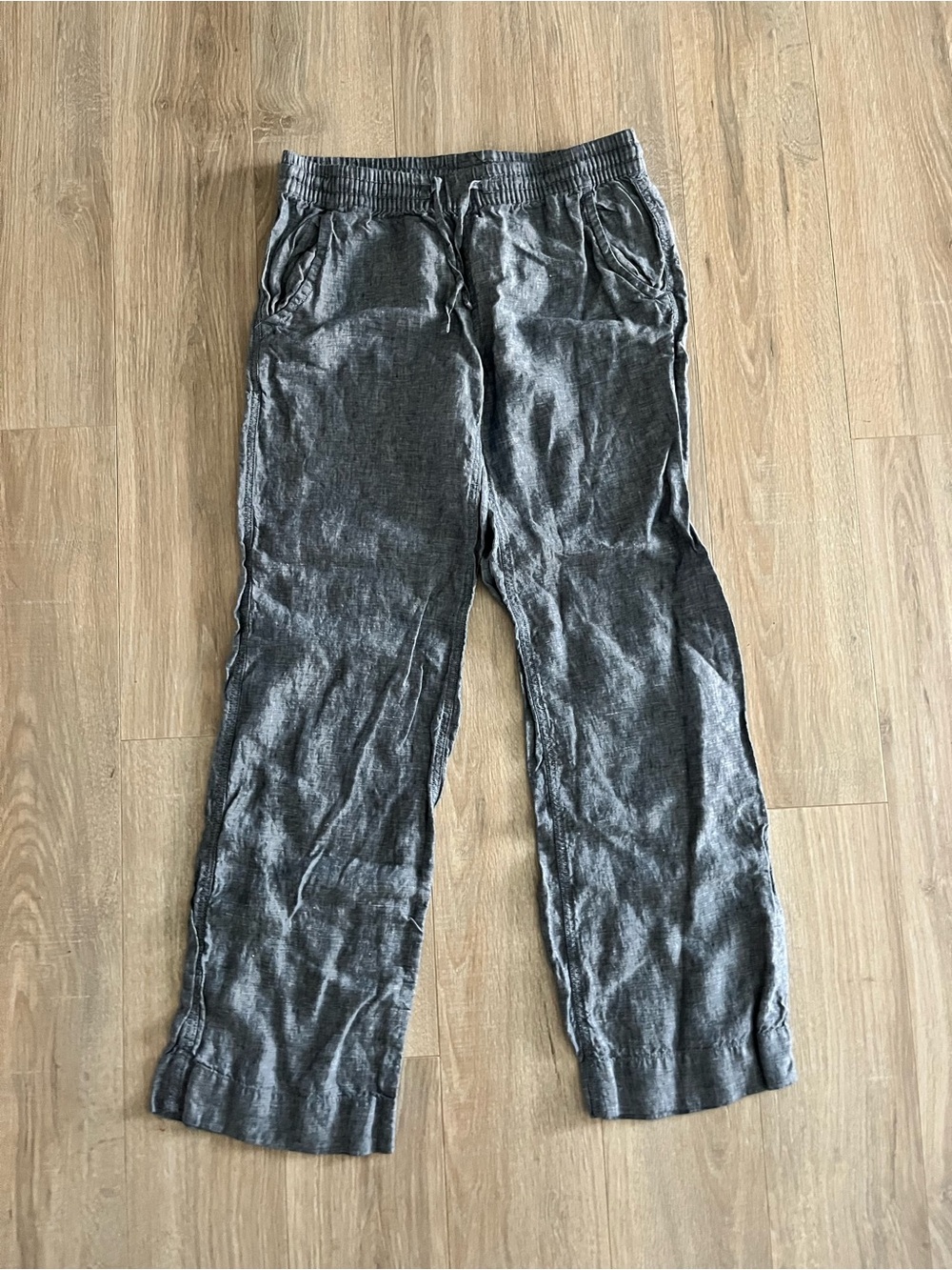 L.L. Bean Women's Premium Linen Pull-On Pants Bright Mariner Size Medium Tall